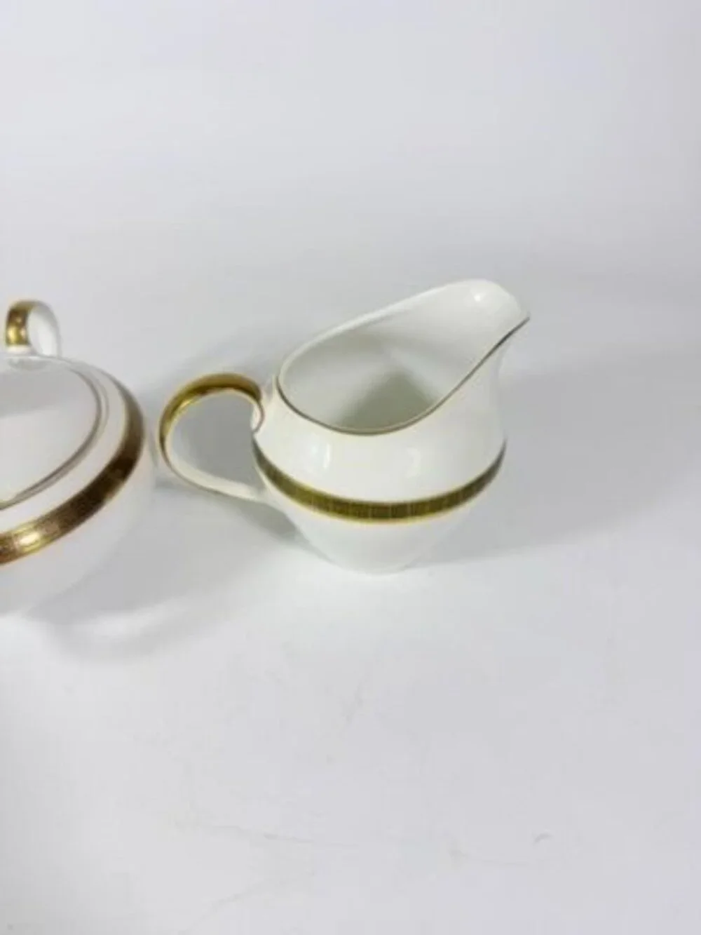 Cream and Sugar Bowl Set Key Largo by Meito Black Greek Key On Gold Band Royal M